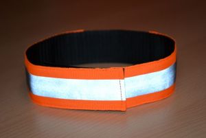 Obojok 3cm reflexný s údajmu na suchý zips / oranžový čierny