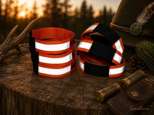 Obojok 4cm reflexný s údajmi na gumu / oranžový